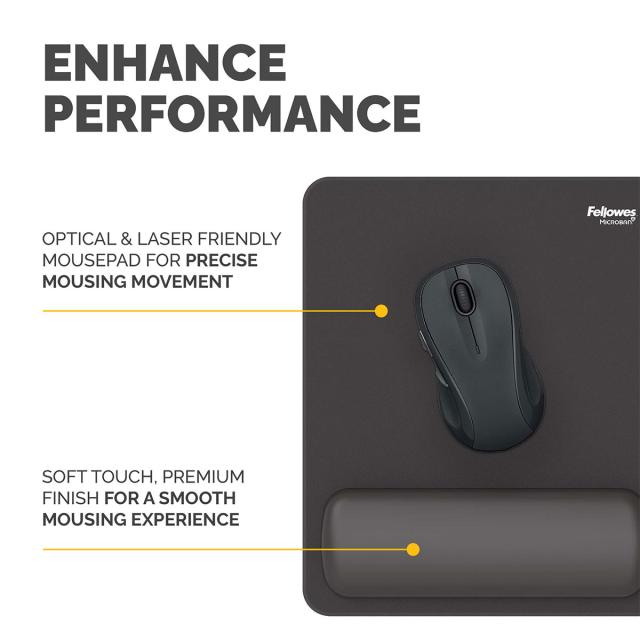 Mousepad Fellowes Breyta Microban cu suport pentru incheietura, negru