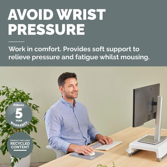 Mousepad Fellowes Breyta Microban cu suport pentru incheietura, gri