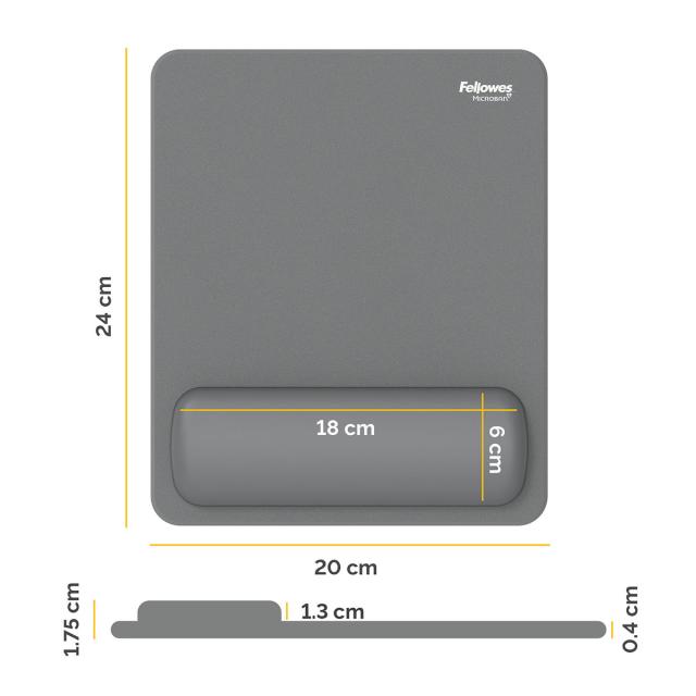 Mousepad Fellowes Breyta Microban cu suport pentru incheietura, gri