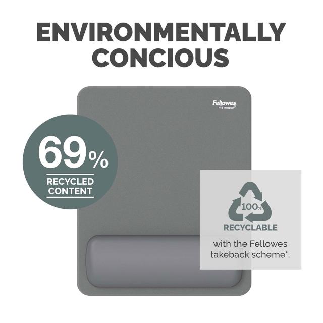 Mousepad Fellowes Breyta Microban cu suport pentru incheietura, gri