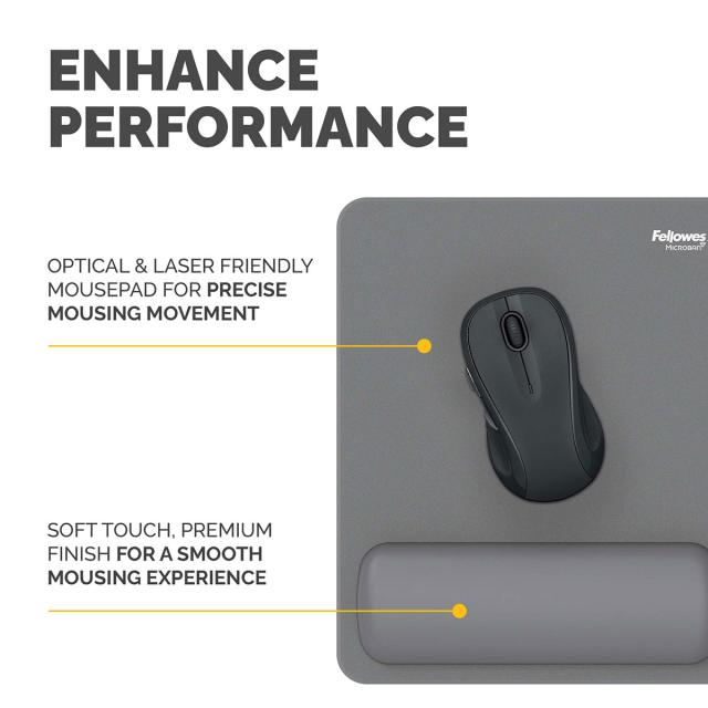 Mousepad Fellowes Breyta Microban cu suport pentru incheietura, gri