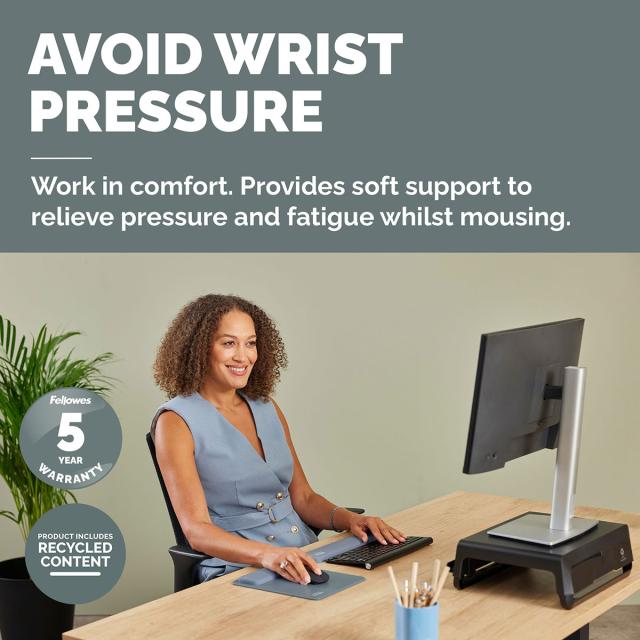 Mousepad Fellowes Breyta Microban cu suport pentru incheietura, albastru