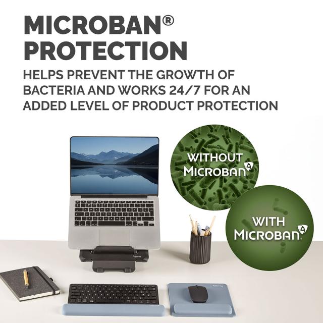 Mousepad Fellowes Breyta Microban cu suport pentru incheietura, albastru