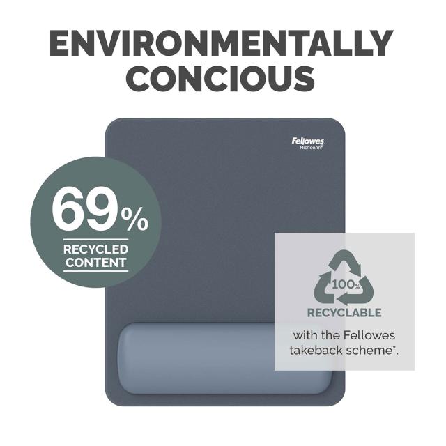 Mousepad Fellowes Breyta Microban cu suport pentru incheietura, albastru