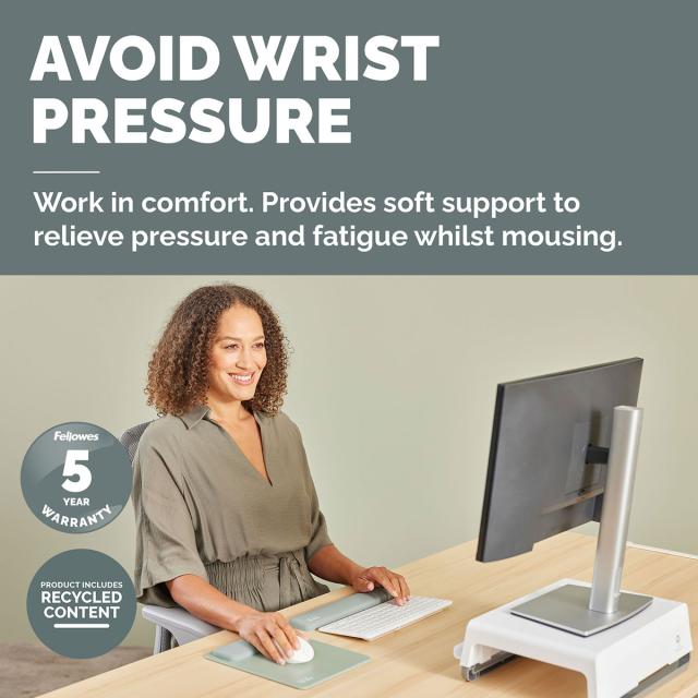 Mousepad Fellowes Breyta Microban cu suport pentru incheietura, verde