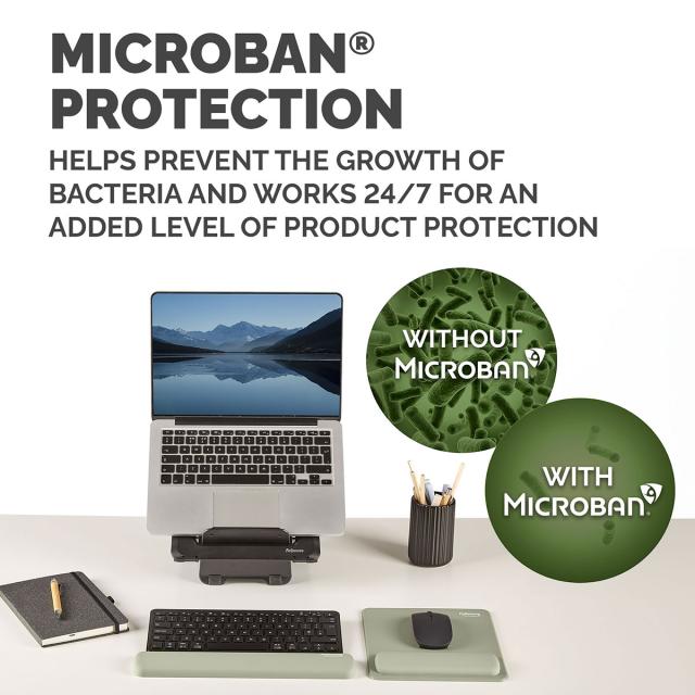 Mousepad Fellowes Breyta Microban cu suport pentru incheietura, verde