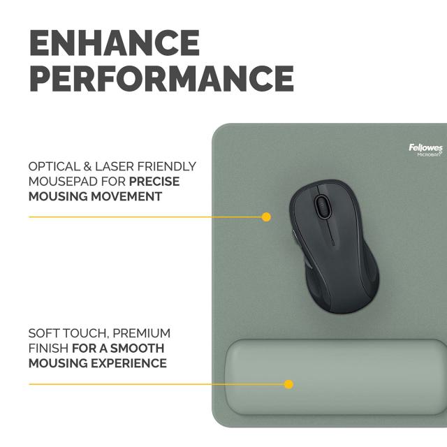 Mousepad Fellowes Breyta Microban cu suport pentru incheietura, verde