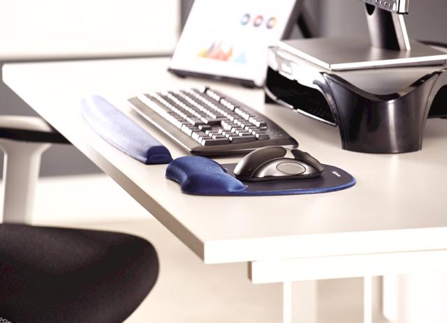 Mousepad cu suport pentru incheietura Fellowes, Memory Foam, albastru inchis