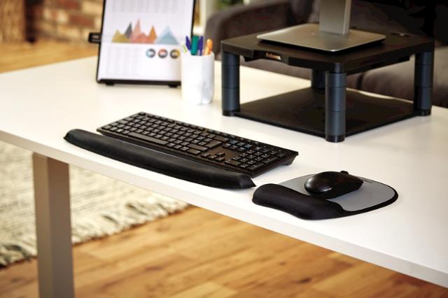 Mousepad cu suport pentru incheietura Fellowes, Memory Foam, argintiu