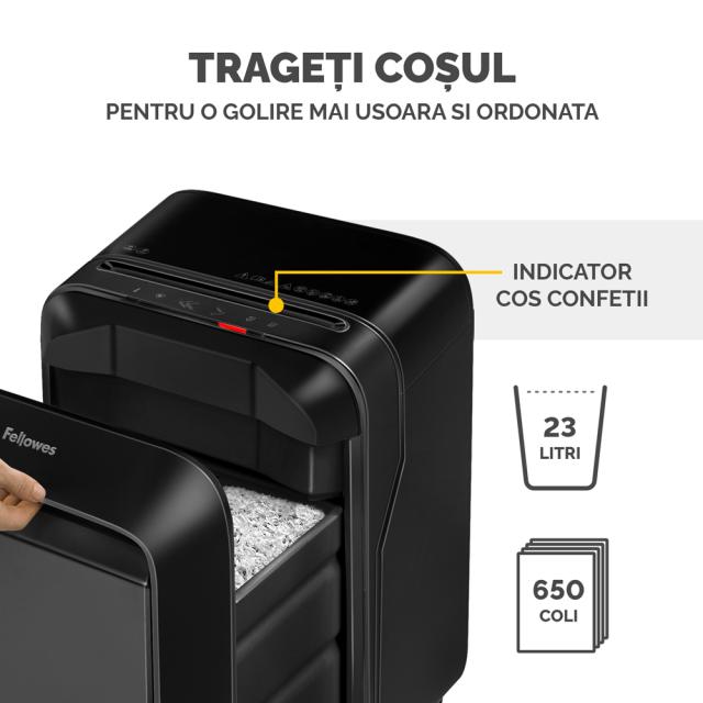 Distrugator documente Fellowes LX211 Negru, micro taieri, functionare silentioasa