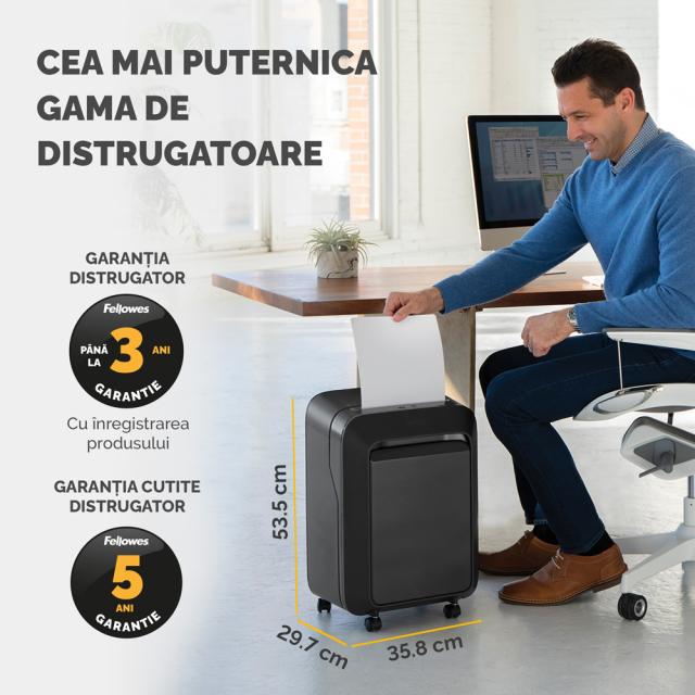 Distrugator documente Fellowes LX211 Negru, micro taieri, functionare silentioasa