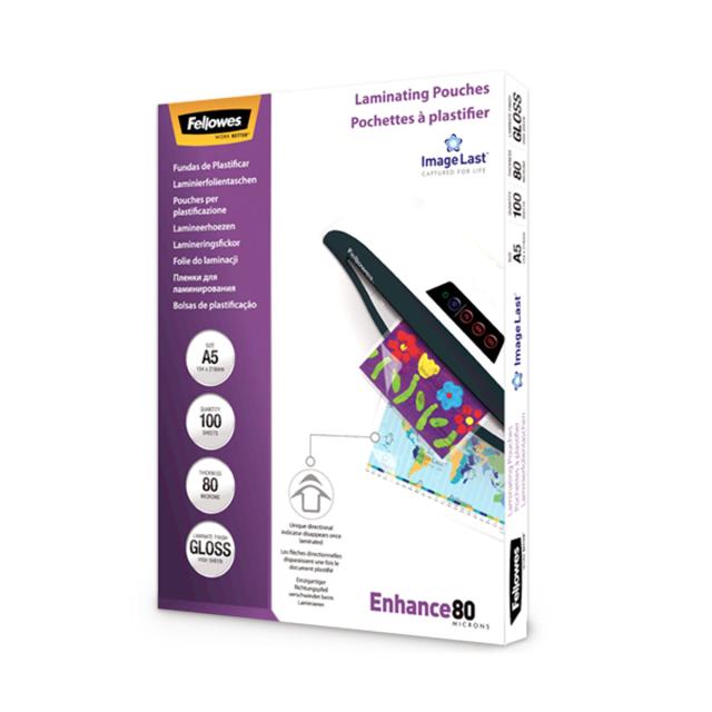 Folie laminare Fellowes, A5, 80 microni, 100 folii/set