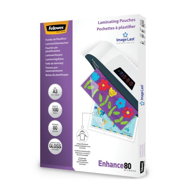 Folie laminare Fellowes, A3, 80 microni, 100 bucati/set