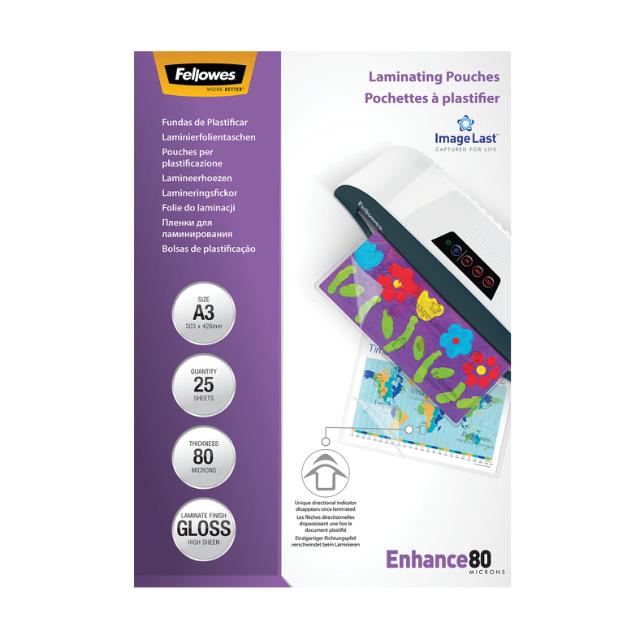 Folie laminare Fellowes, A3, 80 microni, 25 bucati/set