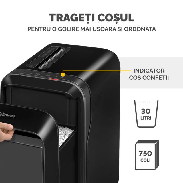 Distrugator documente Fellowes LX220, mini cut, 20 coli, negru