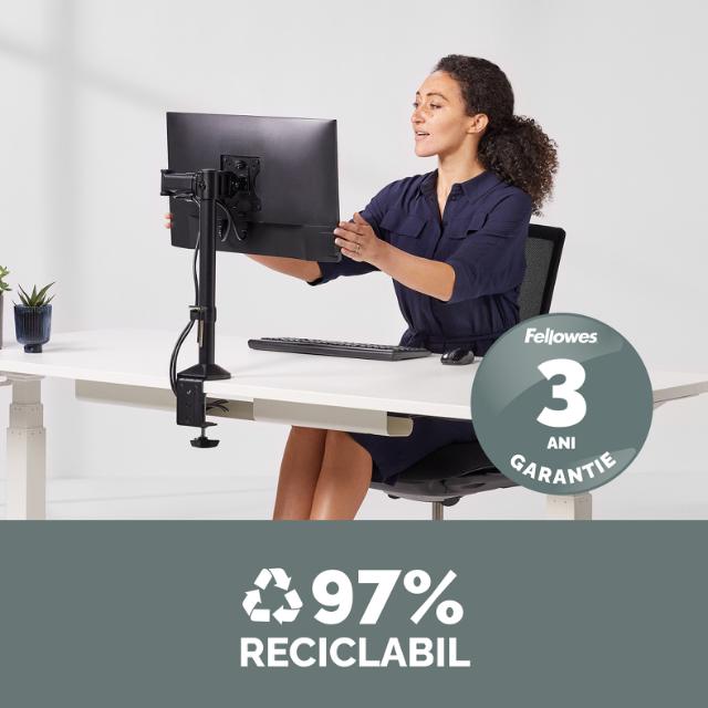 Brat pentru monitor Fellowes Reflex, simplu, negru