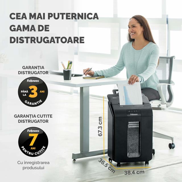 Distrugator automat Fellowes Automax 100M, 100 coli, mini cut