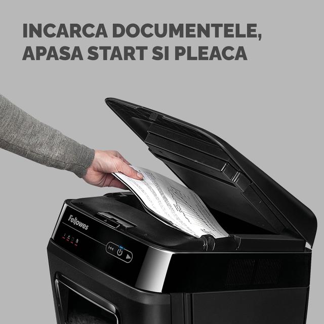 Distrugator Fellowes Automax 150c AUTO FEED CROSS CUT, negru, auto-reverse, sleep-mode