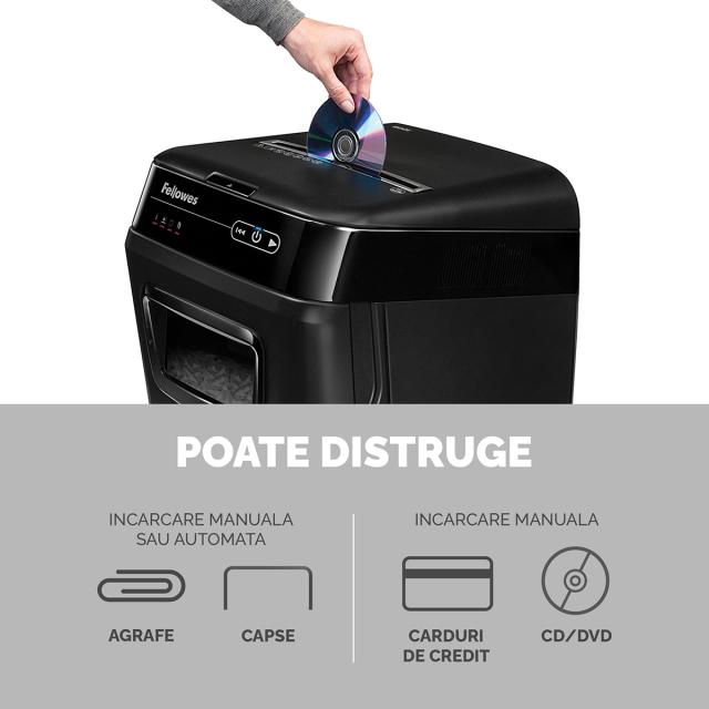 Distrugator Fellowes Automax 150c AUTO FEED CROSS CUT, negru, auto-reverse, sleep-mode