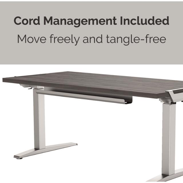 Birou reglabil pe inaltime Fellowes LEVADO, ergonomic, 4 setari, cadru metalic, blat gri 140 x 80 cm