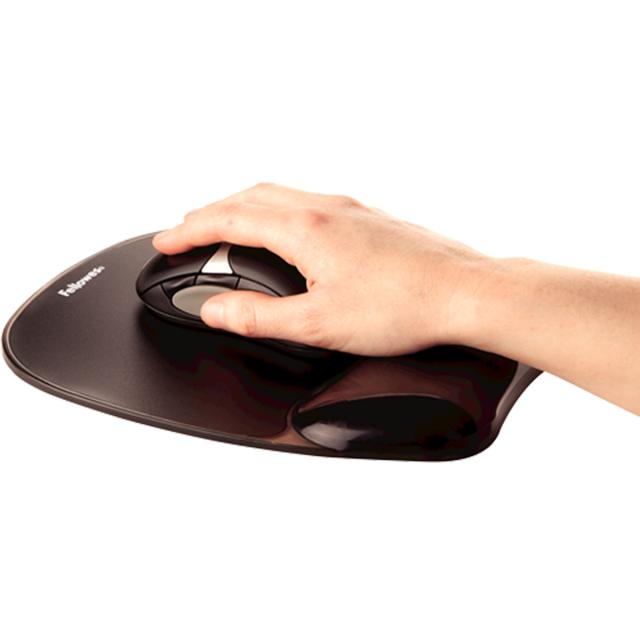 Mouse pad ergonomic cu gel Fellowes Crystal, negru