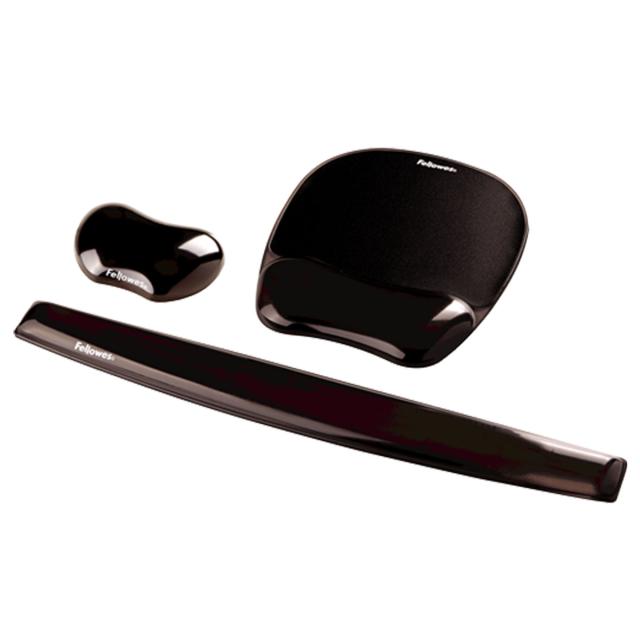 Mouse pad ergonomic cu gel Fellowes Crystal, negru