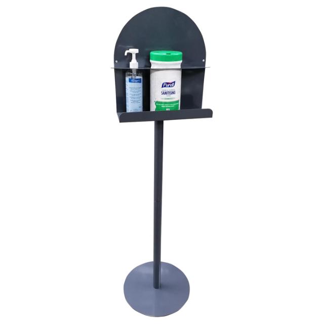 Stand drept, cu picior, pentru 2 flacoane cu gel si un flacon cu servetele