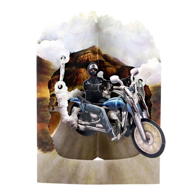 Felicitare 3D, Santoro, Design motocicleta, Pop-up, Sculptura din hartie