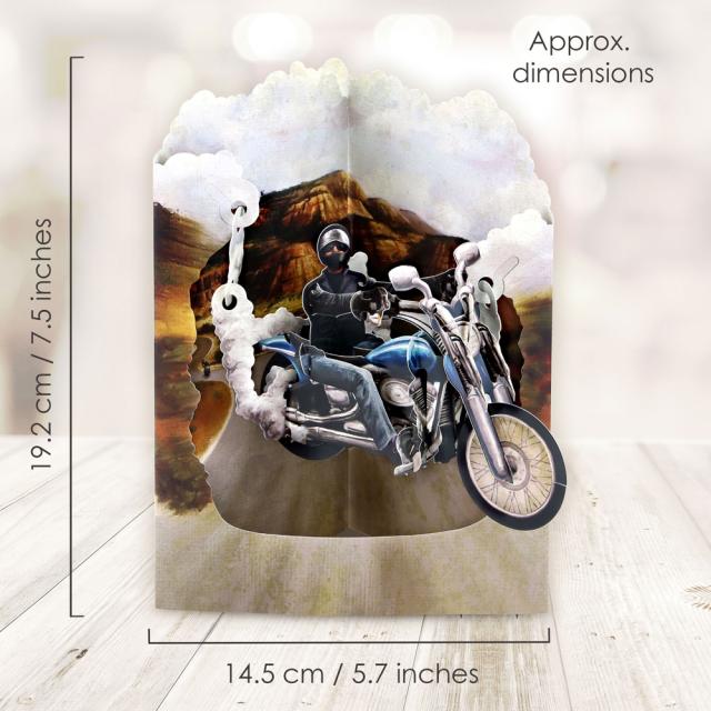 Felicitare 3D, Santoro, Design motocicleta, Pop-up, Sculptura din hartie
