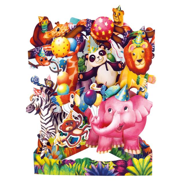 Felicitare 3D, Santoro, Design Petrecerea Animalelor, Pop-up