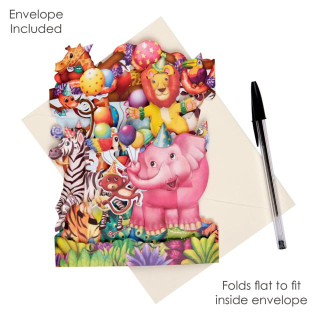 Felicitare 3D, Santoro, Design Petrecerea Animalelor, Pop-up