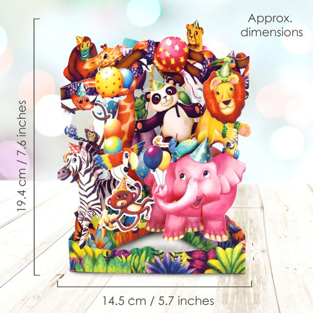 Felicitare 3D, Santoro, Design Petrecerea Animalelor, Pop-up