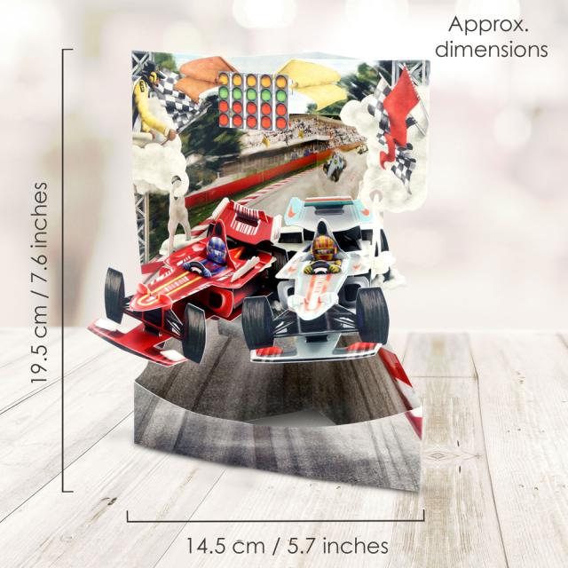 Felicitare 3D, Santoro, Swing Card, Design masini de curse