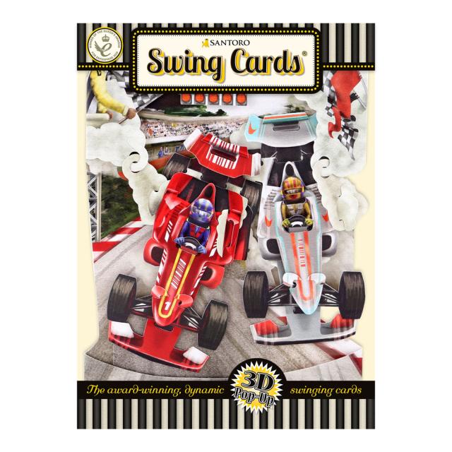 Felicitare 3D, Santoro, Swing Card, Design masini de curse