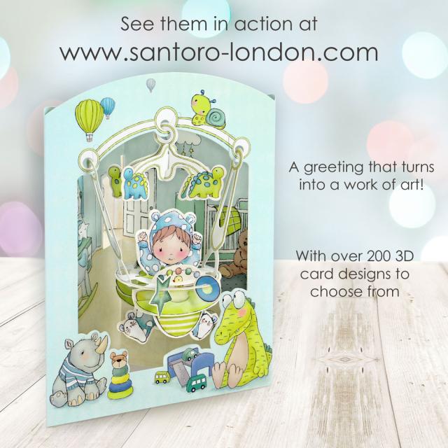 Felicitare 3D, Santoro, Design Baiat, Swing Card, Cadou Unic