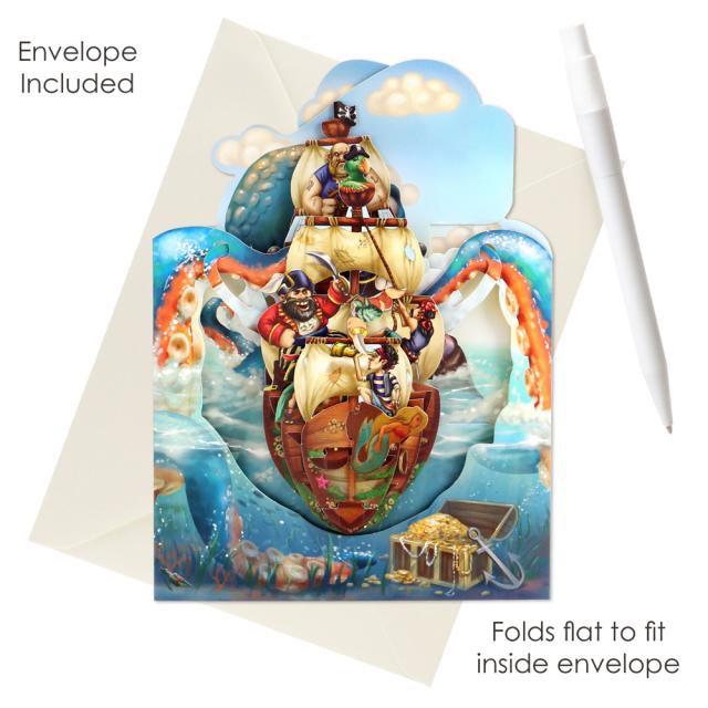 Felicitare 3D, Santoro, Corabia Piratilor, Pop-up, Mesaj Personalizat