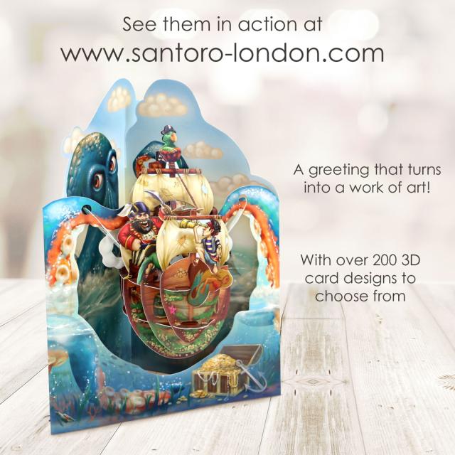 Felicitare 3D, Santoro, Corabia Piratilor, Pop-up, Mesaj Personalizat