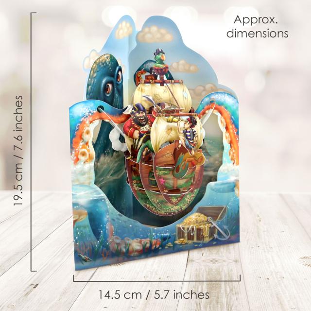 Felicitare 3D, Santoro, Corabia Piratilor, Pop-up, Mesaj Personalizat