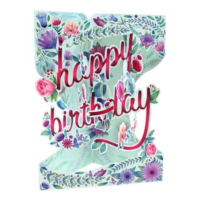 Felicitare 3D, Santoro, Swing Cards, Design Floral, Elemente in miscare