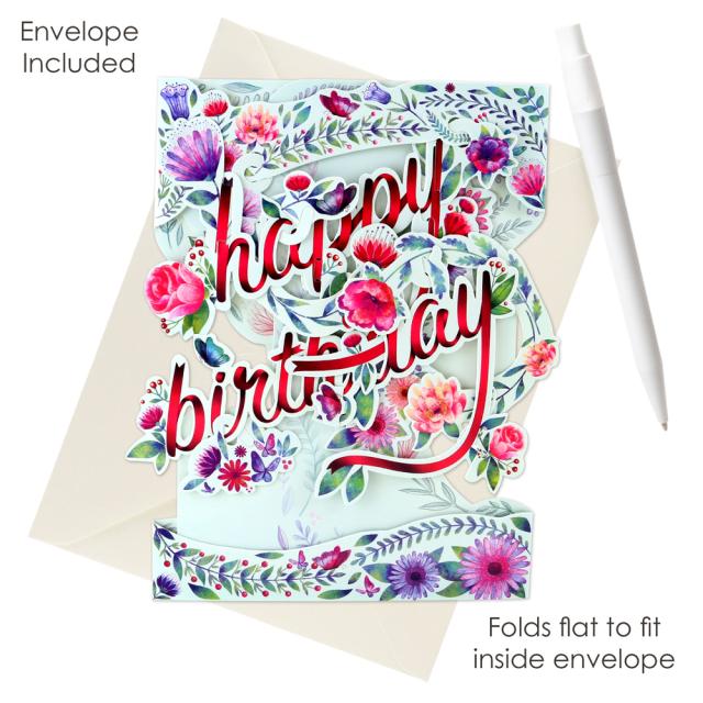 Felicitare 3D, Santoro, Swing Cards, Design Floral, Elemente in miscare