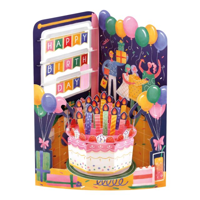Felicitare, Santoro, Tematica zi de nastere, 3D, Pop-up