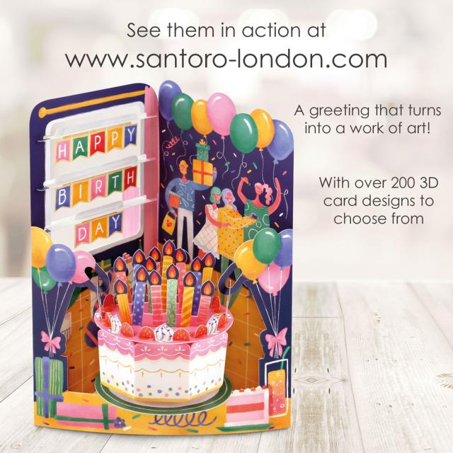 Felicitare, Santoro, Tematica zi de nastere, 3D, Pop-up