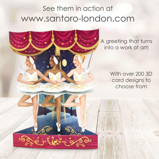 Felicitare, Santoro, Design Balet, 3D Pop-up, Sculptura Hartie