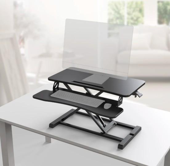 Stand birou ajustabil Hama, pentru laptop/monitor, 80x40 cm, negru