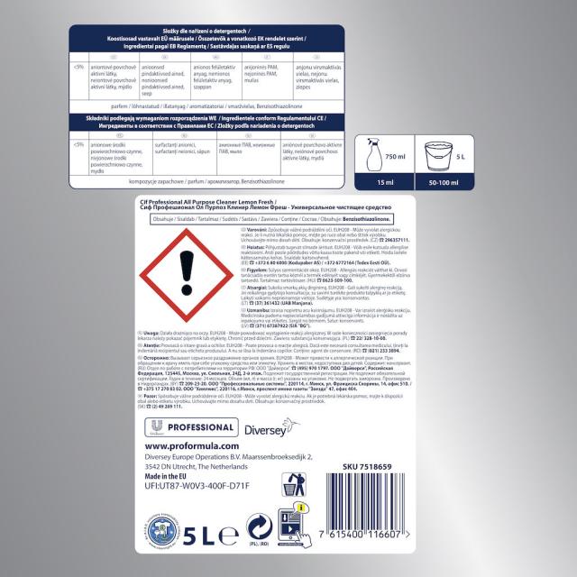 Detergent universal diverse suprafete Cif Lemon Fresh, 5L