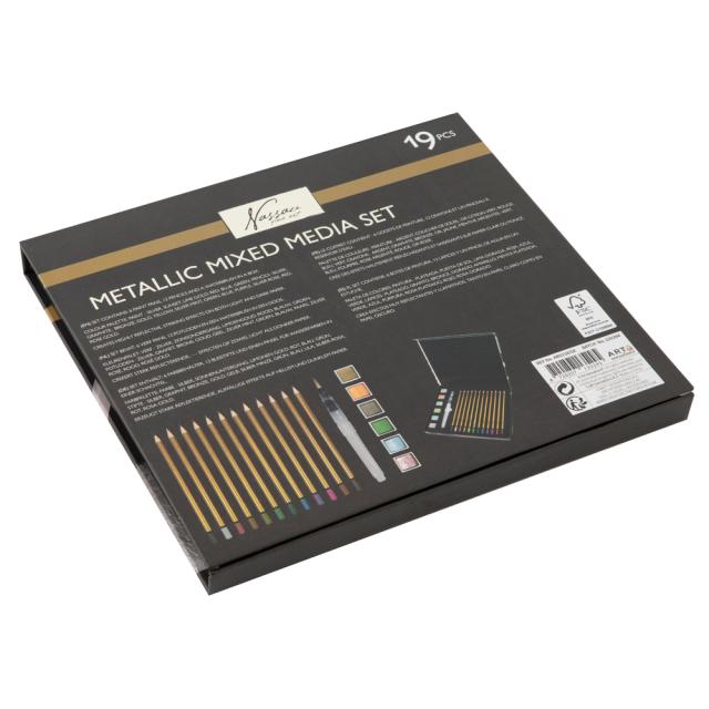 Set pictura 19 piese Creative Craft, culori metalice acuarela si creioane colorate