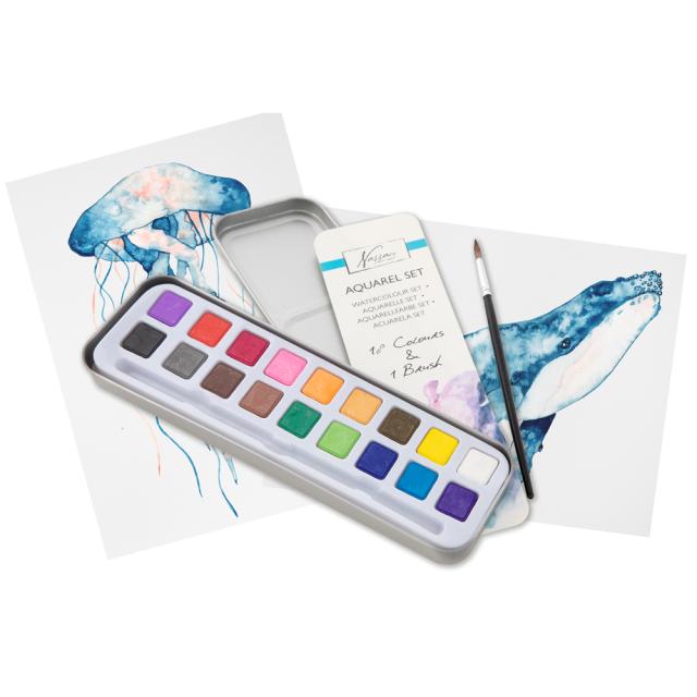 Set acuarele Creative Craft, 18 culori si pensula