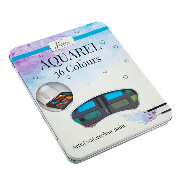 Set 36 culori Creative Craft, cutie metalica cu creion HB, pensula