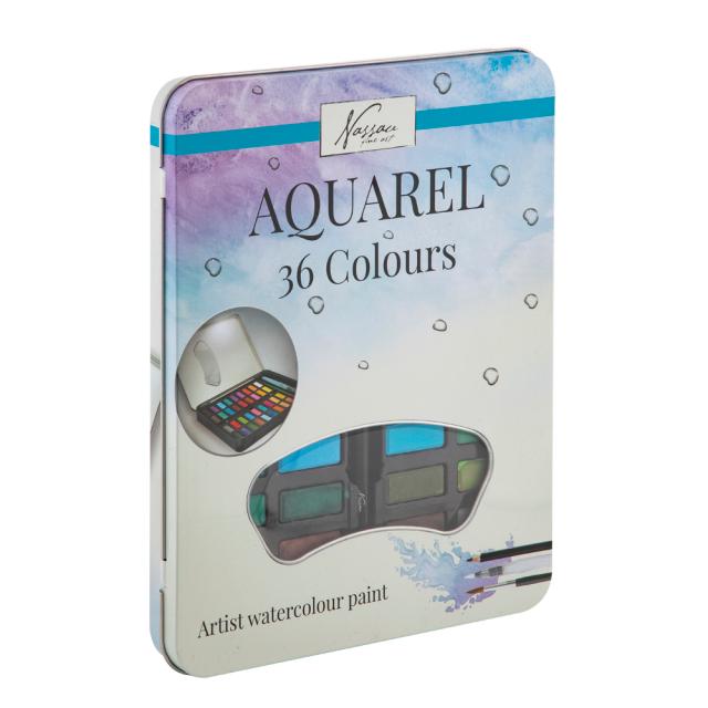 Set 36 culori Creative Craft, cutie metalica cu creion HB, pensula