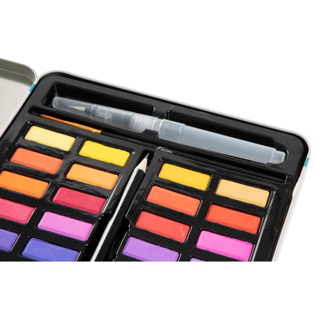 Set 36 culori Creative Craft, cutie metalica cu creion HB, pensula